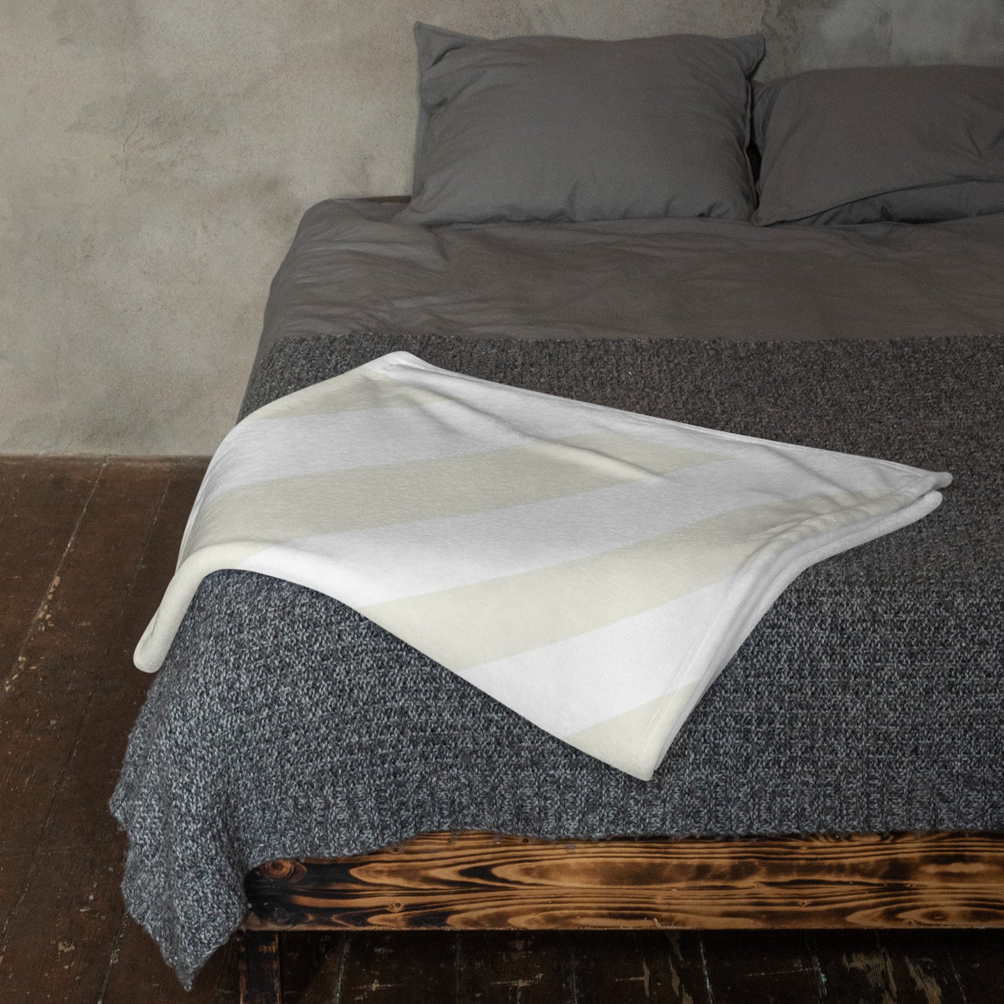 Printed Plush Striped Throw Blanket | Beige
